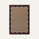 HADDEN Rectangular rug with scalloped edge in brown and beige on a white background