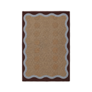 Neutral brown HÄDDEN cat rug with a wavy border design and soft textured surface