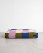HÄDDEN Cat Bed Loom in Royal Blue and Blush Pink, a checkered patchwork pet bed