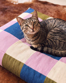 HÄDDEN Cat Bed Loom in Royal Blue and Blush Pink, checkered weave detail